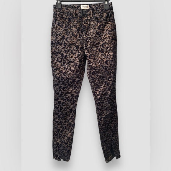 L'Agence Women's Black Gold Jyothi Velvet Split Ankle Pants Size 25 NWOT - Picture 1 of 7